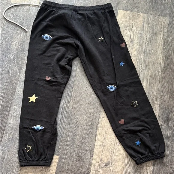 Lauren Moshi Black Joggers with Eye and Star Designs - Picture 3 of 3